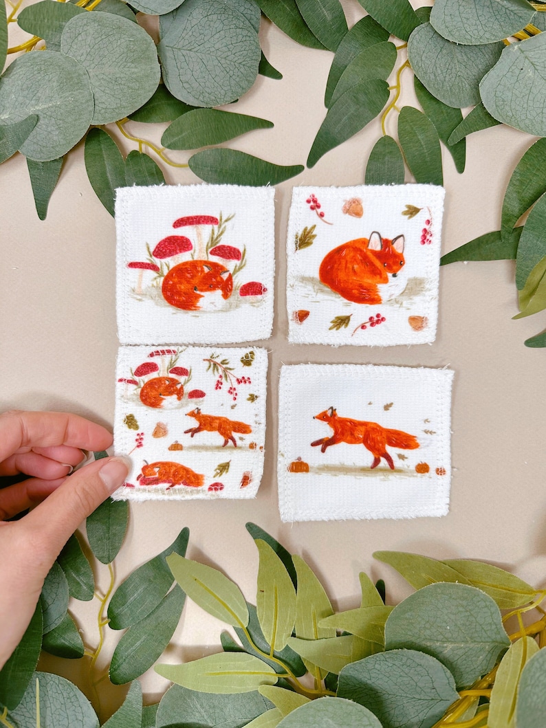 Soft Reusable Face Wipes Fox Zero Waste Face Wipes Facial Cleansing Pads Eco Gift Fox Face Wipes Reusable Makeup Pads image 1