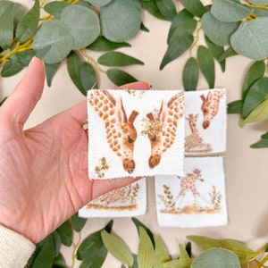 Zachte herbruikbare gezichtsdoekjes Giraffe Zero Waste Face Wipes Gezichtsreinigingspads Eco Gift Giraffe Face Wipes Herbruikbare make-uppads afbeelding 4