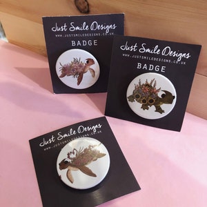 Turtle Badges - Tortoise badge - Cute Turtle Badge - Tortoise Pin Back Buttons - Badges - Animal Badge