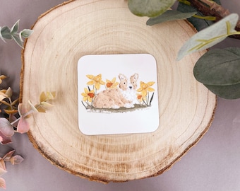 Corgi Coaster - Corgi Drink Coaster - Daffodil - Cuppa Coaster - Positivity Coaster - Corgi Gift  - Coffee Coaster - Tea Coaster - Coaster