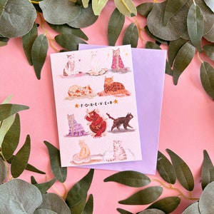 Tarjeta de gato - Gato muy tierno - Tarjeta para un fanático de los gatos - Animal - E Tours - Tarjeta de cumpleaños ilustrada - Tarjeta de notas - Tarjeta de amistad - Cárdigan de gato
