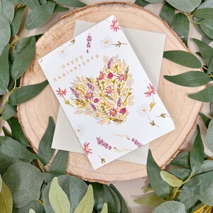 Floral Herz Jubiläumskarte - Liebe - Jubiläumskarte - Liebeskarte - Happy Jubiläumskarte - Süße Anni Karte - Hochzeitstag