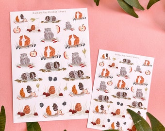 Guinea Pig Sticker Sheet - Stationery Gift - Bullet Journel - Kawaii -Matte Vinyl Labels -Cottagecore - Scrapbook Decor-Planner Organisation