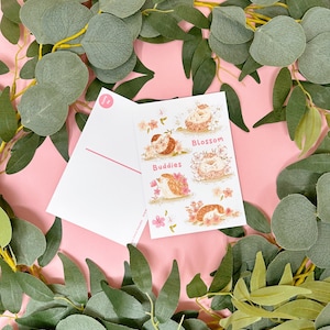 Postal Sakura Hedgehog - Postal ilustrada - Postal linda - Postal floral - Postal A6 - Decoración del hogar - Motivacional -Postal animal