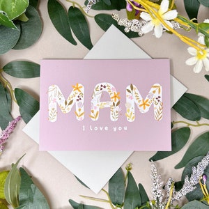 Mam Moederdagkaart - Bloemen Mam Card - Mam Card - Moederdagkaart - Schattige Mamkaart - Moederdagcadeau - Mammy