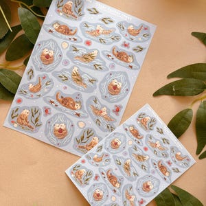 Ocean Sea Otter Sticker Sheet Stationery Gift Bullet Journel-Kawaii-Matte Vinyl Labels -Cottagecore-Scrapbook Decor-Planner Organisation