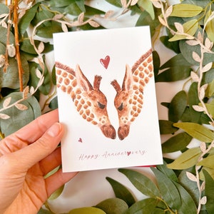 Giraffe Anniversary Card Giraffe Card Anniversary Card Love Card Happy Anniversary Card Cute Giraffe Card Giraffe Lover Wedding image 4