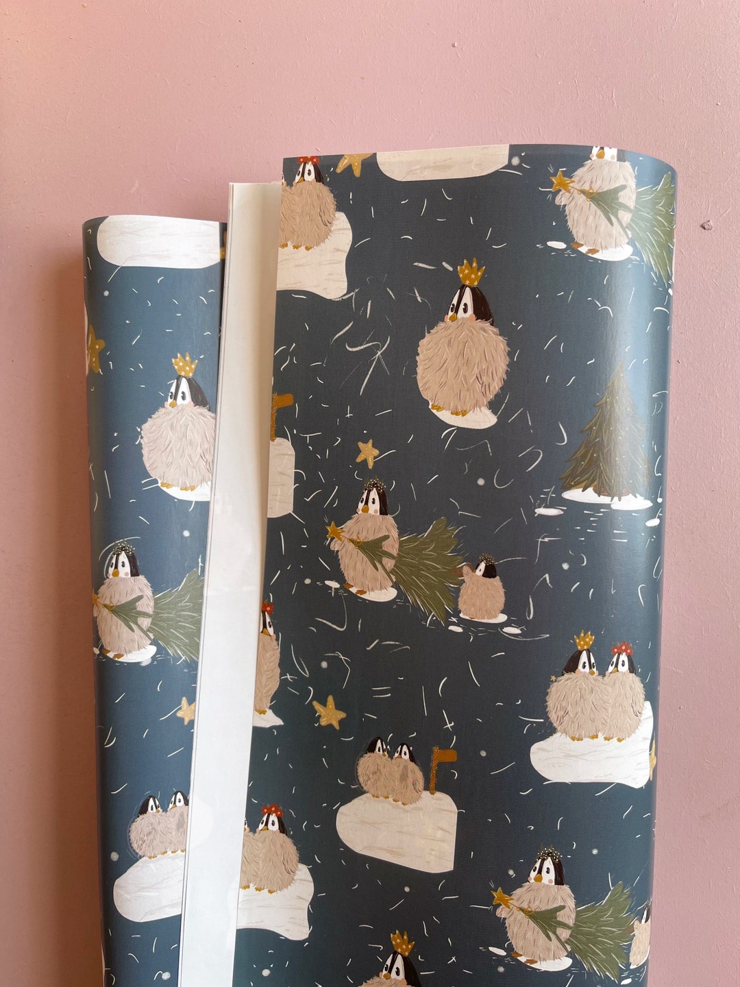 Penguin Wrapping Paper Christmas Gift Wrap Wrapping Paper Etsy