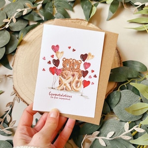 Bär Verlobungskarte - Bär Karte - Süße Verlobungskarte - Süße Karte - Kawaii Bär - Happy Couple Card