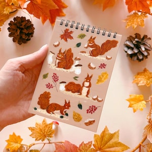 Notitieboek rode eekhoorn - A6 notitieboek spiraal - gelinieerd notitieboek - draadgebonden notitieboek - reisdagboek - student / leraar cadeau - kawaii briefpapier