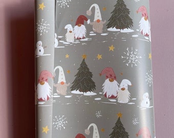 Christmas Wrapping Paper - Gonk Gift Wrap - Wrapping paper sheet - Cute Gonk Gift Wrap - Santa Gonk Wrap - Xmas - Christmas Knome Wrap