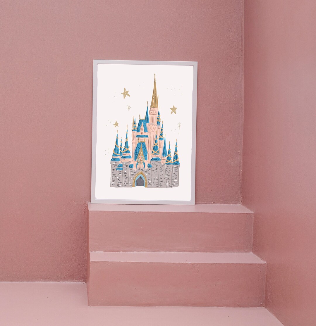Pink Castle Wall Art Print - Cinderella Castle Print - Magical Home ...