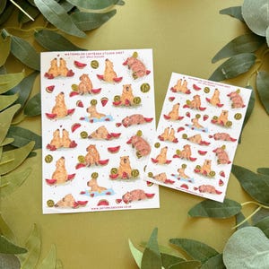 Watermelon Capybara Sticker Sheet Stationery Gift Bullet Journel-Kawaii-Matte Vinyl Labels -Cottagecore-Scrapbook Decor-Planner Organisation