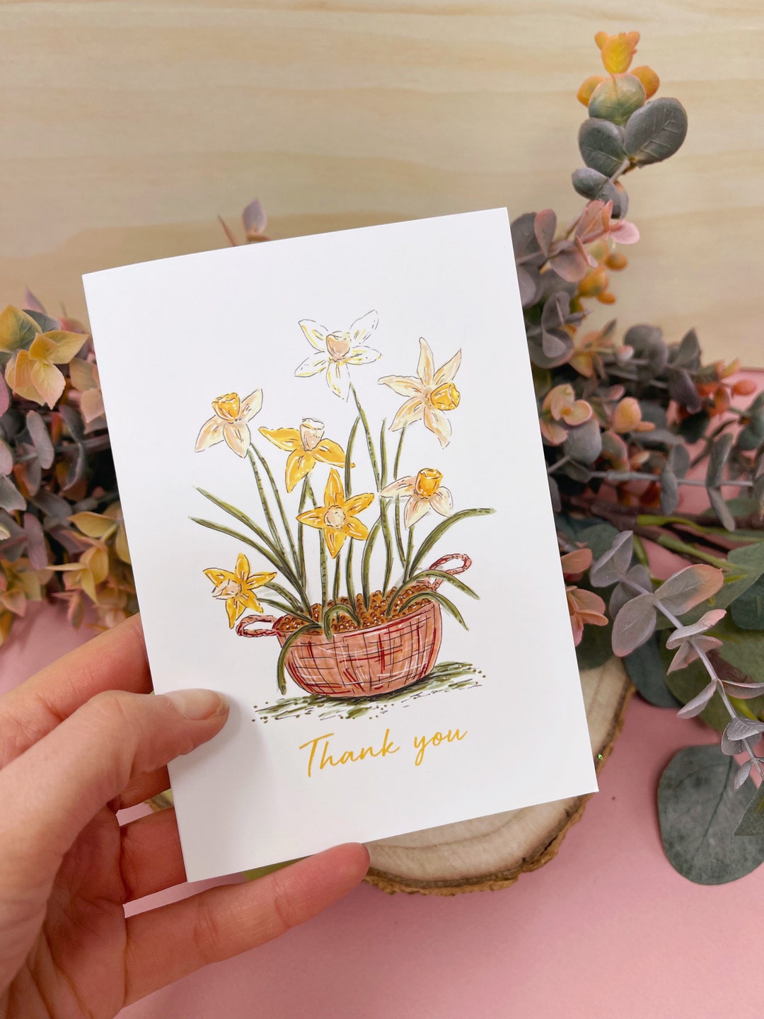 Daffodil Thank You Card Floral Card Thank You Card Daffodils Floral ...