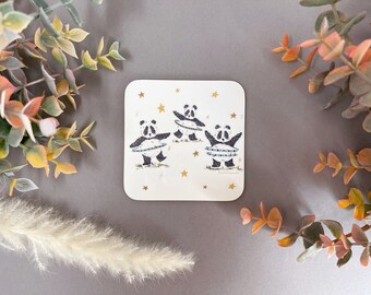 Hula Hoop Panda Coaster - Panda Drink Coaster - Cute Panda Coaster - Positivity Coaster - Panda  - Coffee Coaster - Tea Coaster - Coaster