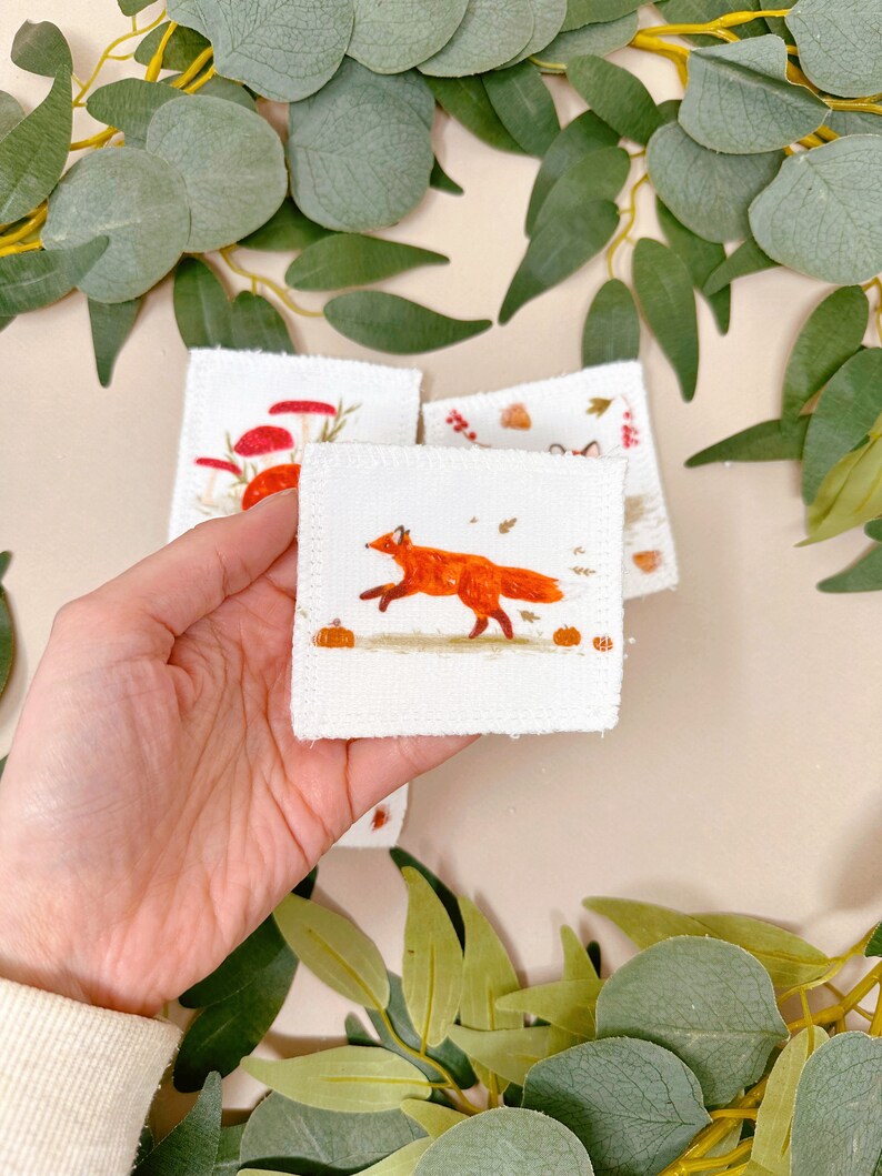 Soft Reusable Face Wipes Fox Zero Waste Face Wipes Facial Cleansing Pads Eco Gift Fox Face Wipes Reusable Makeup Pads image 6