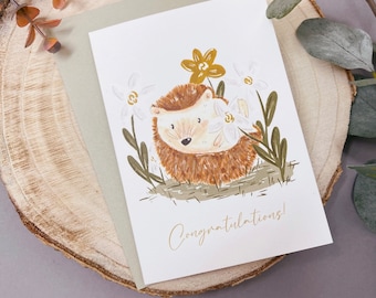 Hedgehog Congratulations Card - Hedgehog Card - Exam Card - Hedgie Card - Cute Hedgehog Card - Hedgehog Lover - Hedgehog - Congrats Card