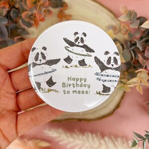 Panda Badge - Birthday Badge - Birthday Panda Badge - Panda Pins - Panda Button - Panda Pin Back Buttons - Badges - Panda Gift - Badges