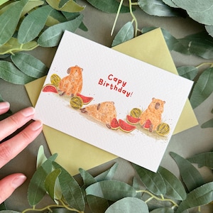 Capybara Geburtstagskarte - Capybara Liebhaber Geschenk Idee - A6 Format - Illustrierte Geburtstagskarte - Boho Stil - Party - Tier Karte - Wildlife