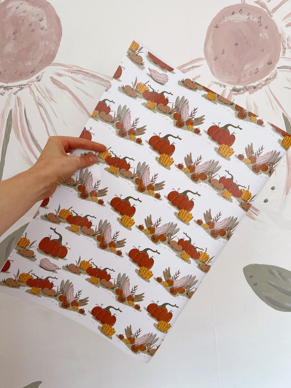 Pumpkin Wrapping Paper Fall Gift Wrap Autumn Wrapping | Etsy