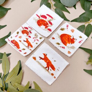 Soft Reusable Face Wipes Fox Zero Waste Face Wipes Facial Cleansing Pads Eco Gift Fox Face Wipes Reusable Makeup Pads image 2