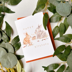Carte d’anniversaire de lapin - Carte de lapin - Carte d’anniversaire - Carte de lapin mignon - Carte illustrée - Carte de lapin - Carte d’anniversaire de lapin