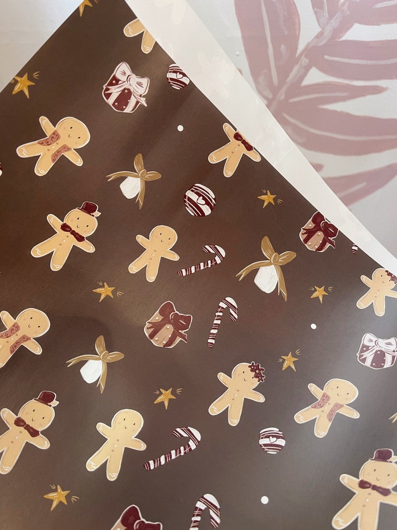 Gingerbread Wrapping Paper Christmas Gift Wrap Wrapping Etsy