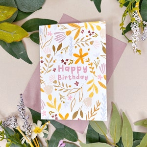 Frühlingsblumen Geburtstagskarte - Blumen Geburtstagskarte - Botanische Geburtstagskarte - Frühlingsblumen Karte - Alles Gute zum Geburtstag Karte - Pflanzenliebhaber Karte