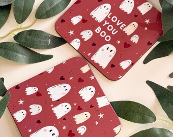 Ghost Coaster - Spooky Ghost Coaster -Red Panda Lover Gift - Coffee Drinks Coaster - Dining Room - Housewarming Gift - Cup Mat - Kawaii