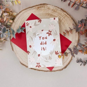 You Did It Card - Carte de cookie à puce - Carte d’examen - Carte bien faite - Carte Go You - Carte de motivation - Carte florale