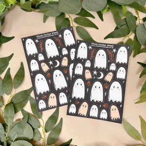 Spooky Ghost Sticker Sheet - Halloween Stationery - Vinyl Stickers - Bullet Journel - Kawaii - Scrapbook Decorating - Planner Organisation