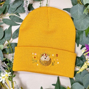 Hedgehog Beanie Hat Embroidered Hat Embroidered Beanie Hat Cute Hedgehog Hat Fall Hat Winter Hat Winter Headwear Knit Beanie image 2