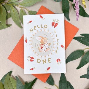 Konijn nieuwe babykaart - Bunny nieuwe aankomstkaart - lente babykaart - Bunng Card - Kawaii nieuwe babykaart - gefeliciteerd nieuwe babykaart - Bunny