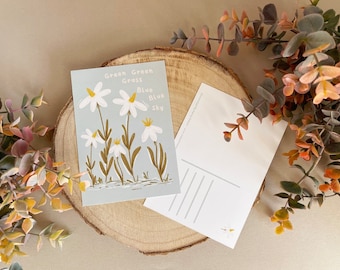 Daisy Flower Postcard - Cartolina illustrata - Cartolina carina - Cartolina floreale - Cartolina A6 - Home Decor - Motivazionale