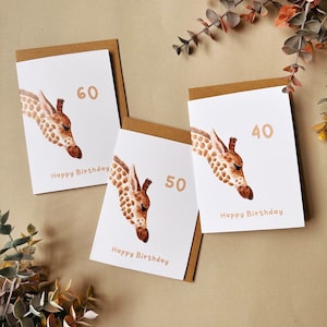 Giraffe Geburtstagskarte - Alterskarten - Giraffe Karte - 30. 40. 50. Karte - Geburtstagskarte - Giraffe Liebhaber