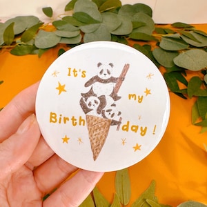 Fun Panda Birthday Badge - Celebration Pin Back Button - Panda Badge - Gift Idea - Party - Kawaii