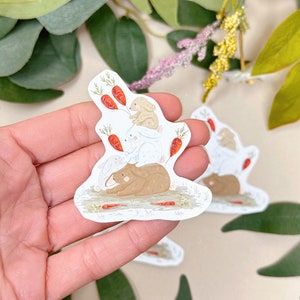 Stickers lapin carotte - Pack d'autocollants lapin - Stickers vinyles - Idée cadeau lapin - Kawaii - Stickers album - Stickers agenda - Cottagecore