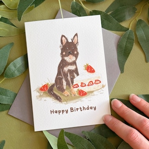 Elsässischer Hund Geburtstagskarte - Hund Geschenkidee - A6 Größe - Illustrierte Geburtstagskarte - Boho Style - Party - Deutscher Schäferhund - Hundeliebhaber
