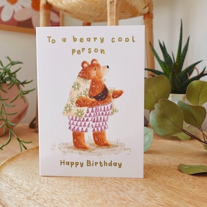 Carte d'anniversaire ours - carte d'anniversaire ours cool - carte d'anniversaire ours mignon - carte animal de la forêt - carte de joyeux anniversaire kawaii - carte cool Beary
