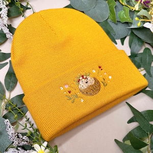 Hedgehog Beanie Hat Embroidered Hat Embroidered Beanie Hat Cute Hedgehog Hat Fall Hat Winter Hat Winter Headwear Knit Beanie image 7