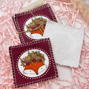 Weiche Wiederverwendbare Gesichtstücher - Fuchs - Zero Waste Gesichtstücher - Gesichtsreinigungspads - Öko Geschenk - Fox Gesichtstücher - Wiederverwendbare Makeup Pads - Eco Pad