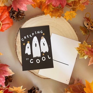 Ghost Postcard - Creeping it Cool Card - Halloween Postcard - Fall Postcard - Autumn Postcard - Ghost Card - Cartoline illustrate - Stampa