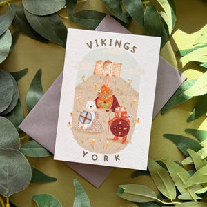 Wikinger Bär Karte - Schrullige Karte - Wikinger Geschenkidee - A6 Größe - Illustrierte Karte - Boho Stil - York Viking Krieger Thema - York England Karte