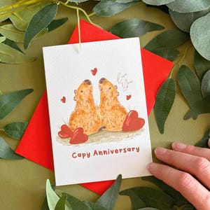 Capibara-verjaardagskaart voor haar/hem - capibara cadeau-idee - ik hou van jou - schattige woordspeling liefdeskaart - huwelijksverjaardag - kawaii dierenkaart