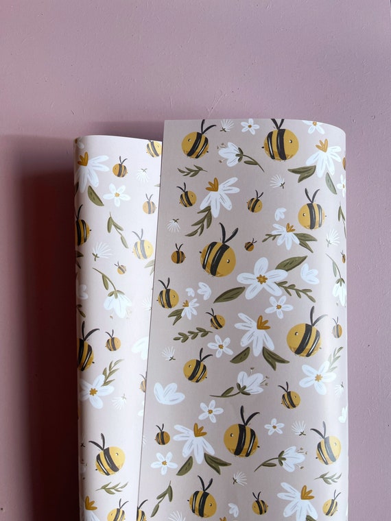 Bee Wrapping Paper Bee Gift Wrap Wrapping Paper Sheet Etsy
