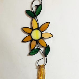 Colorful Stained Glass Sun Catcher with Flower Design - Home Window Decor