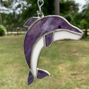 Stained Glass Dolphin Fish Sun Catcher Ornament