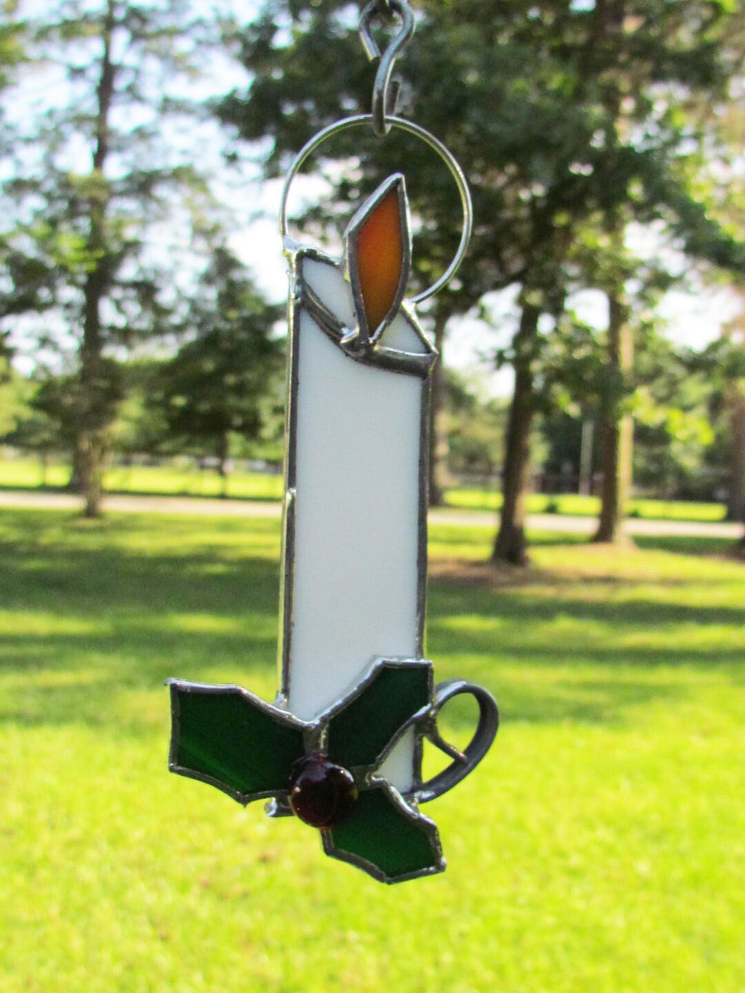 Stained Glass Candle Ornament Ornaments Candle Sun Catcher Etsy