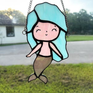 Ocean Inspired Stained Glass Mermaid Suncatcher