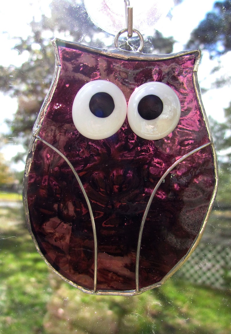 Stained Glass Owl Sun Catcher Ornament Window Hanging